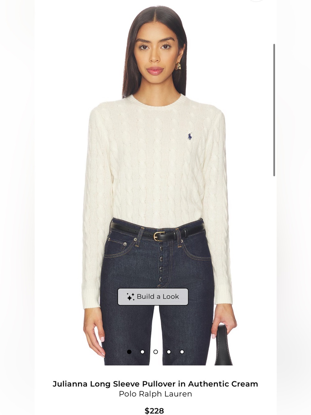 Polo by Ralph Lauren wool cashmere blend Cream Cable-Knit Crewneck Sweater